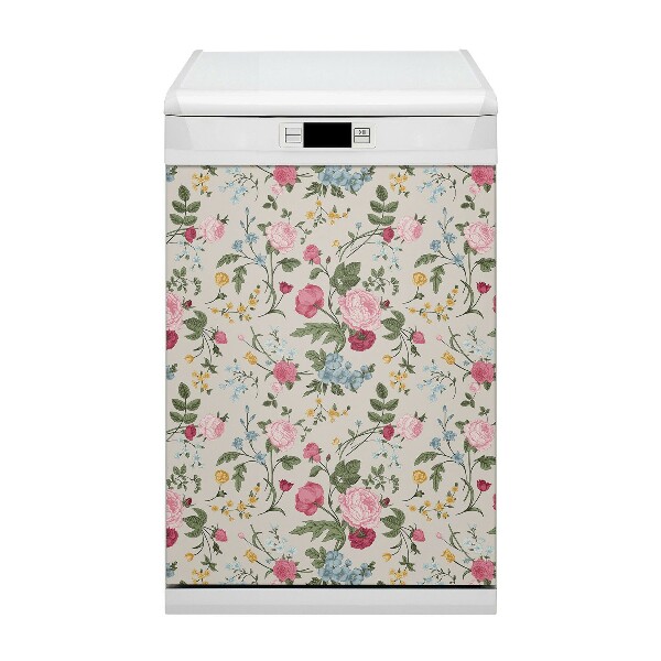 Dishwasher cover magnet Colorful flowers