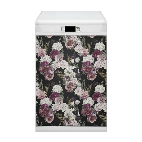 Magnetic dishwasher cover Romantic flowers