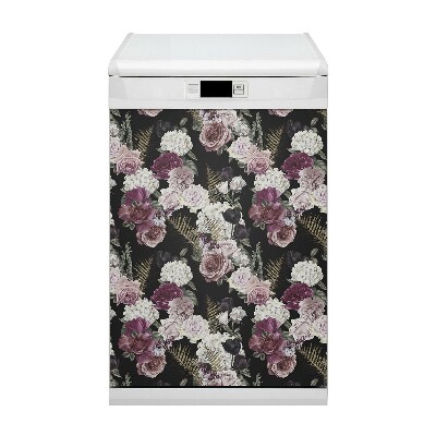 Magnetic dishwasher cover Romantic flowers