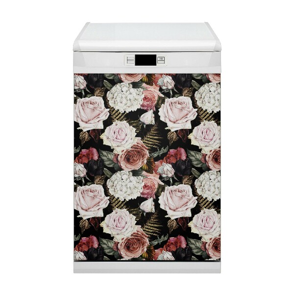 Magnetic dishwasher cover Baroque flowers