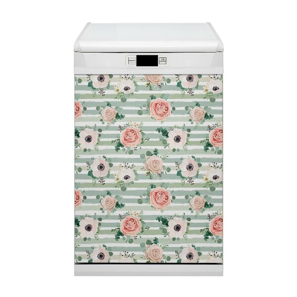 Dishwasher cover magnet Striped roses