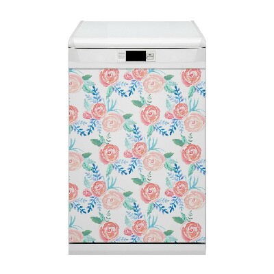 Magnetic dishwasher cover Bright flowers