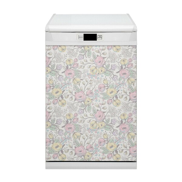 Magnetic dishwasher cover Colorful flowers