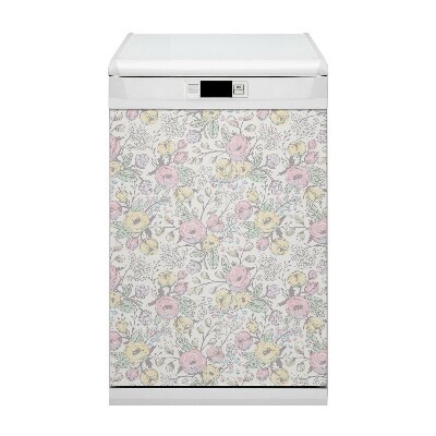 Magnetic dishwasher cover Colorful flowers