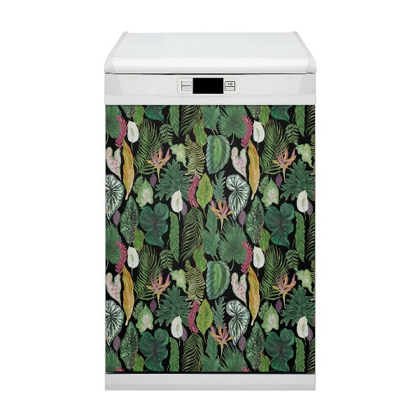 Magnetic dishwasher cover Tropical leaves