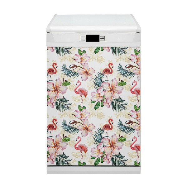 Dishwasher cover Flamings in flowers