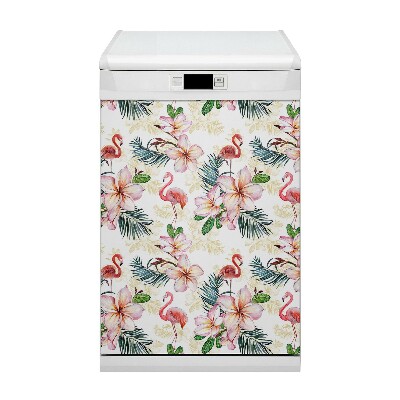 Dishwasher cover Flamings in flowers