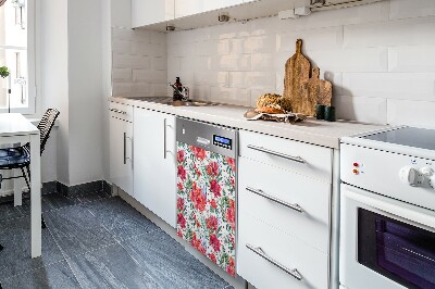 Dishwasher cover Red flowers