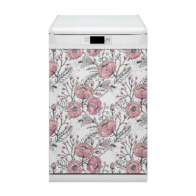 Dishwasher cover magnet Pastel roses Art