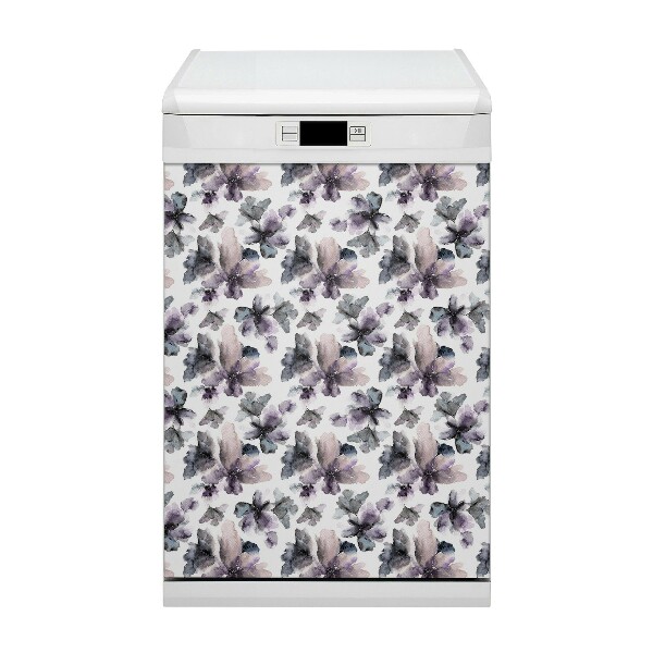 Magnetic dishwasher cover Dark flowers