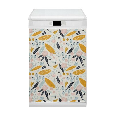 Magnetic dishwasher cover Pastel leaves