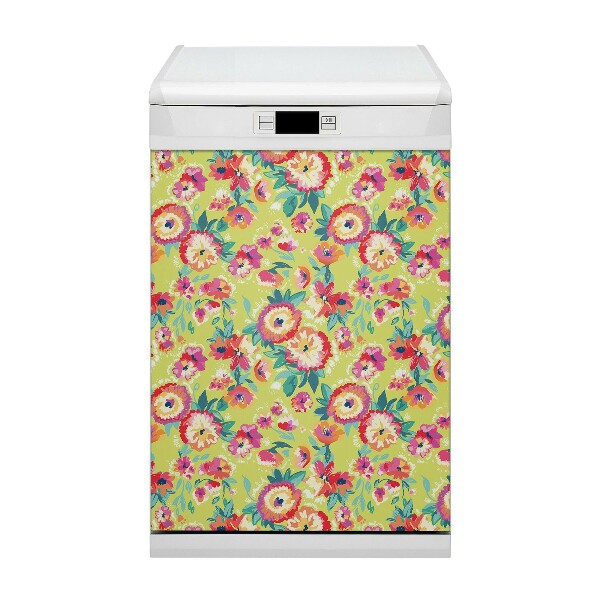 Dishwasher cover magnet Colorful flowers