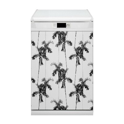 Dishwasher cover Black and white palm trees