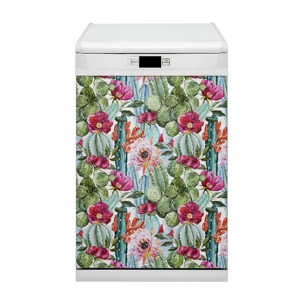 Magnetic dishwasher cover Colorful cacti