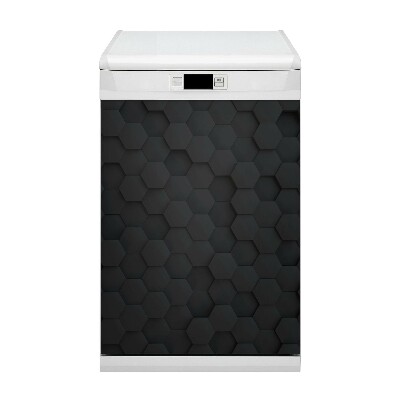 Magnetic dishwasher cover Black pattern Hexagon