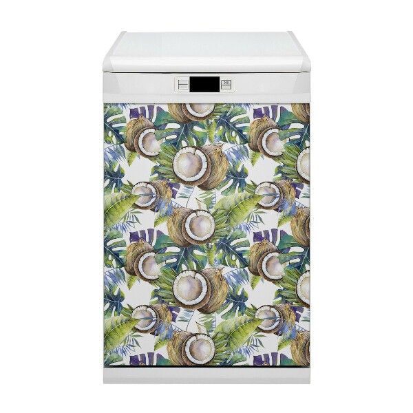 Dishwasher cover magnet Coconuts and leaves