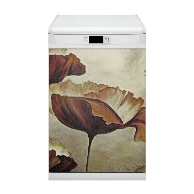 Magnetic dishwasher cover Painting large poppies