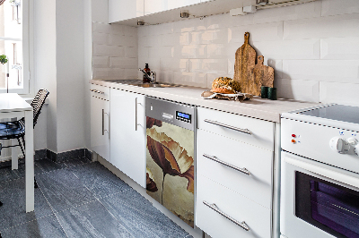 Magnetic dishwasher cover Painting large poppies