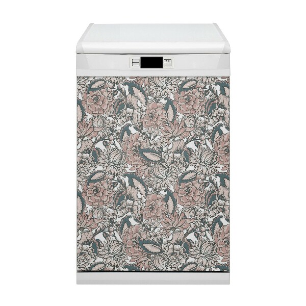 Dishwasher cover Pink flowers