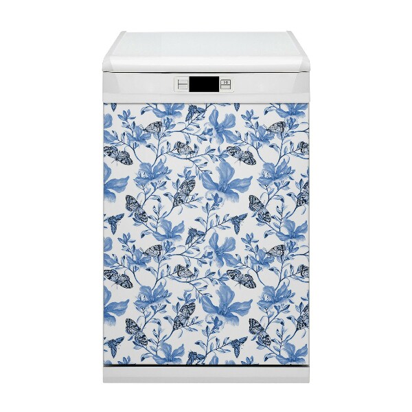 Dishwasher cover Blue flowers