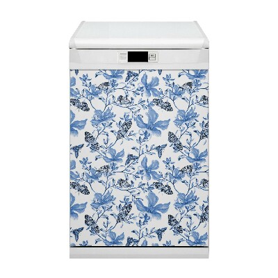 Dishwasher cover Blue flowers