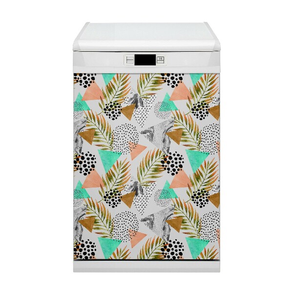 Magnetic dishwasher cover Dots and leaves