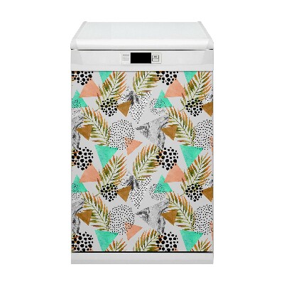 Magnetic dishwasher cover Dots and leaves