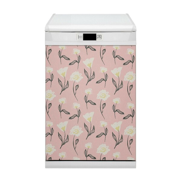 Magnetic dishwasher cover Delicate flowers