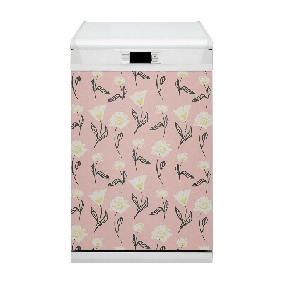 Magnetic dishwasher cover Delicate flowers