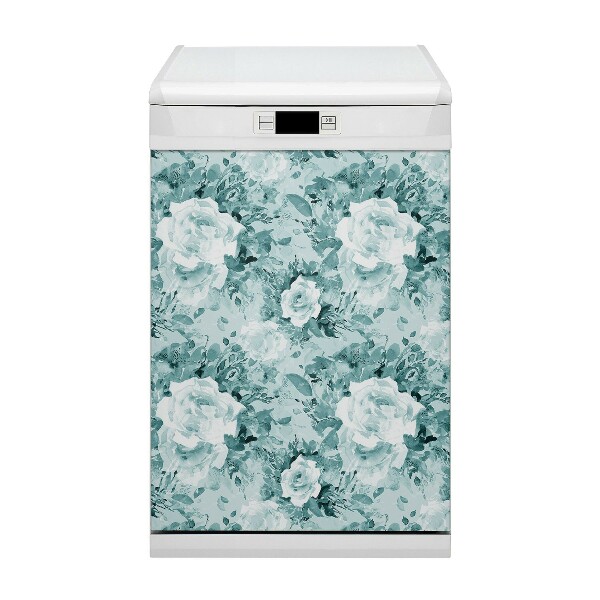 Magnetic dishwasher cover Blue flowers