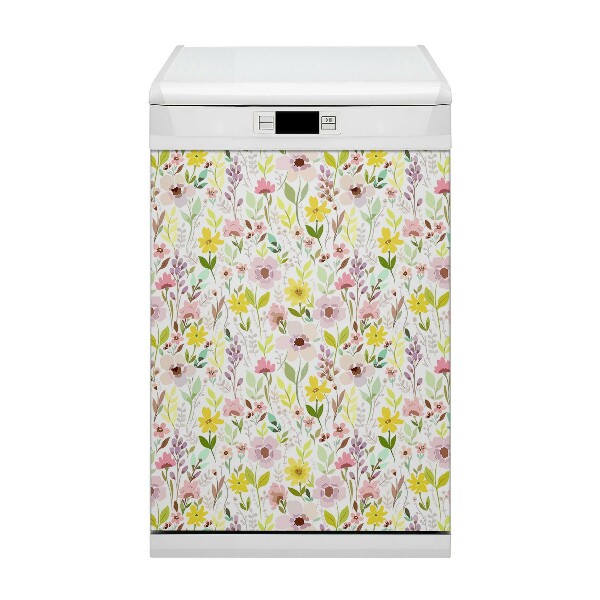 Magnetic dishwasher cover Colorful flowers