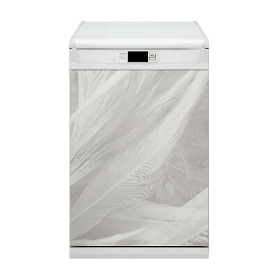 Magnetic dishwasher cover Beautiful white feathers