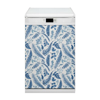 Dishwasher cover magnet Blue ferns