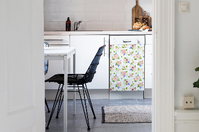 Dishwasher cover magnet Drawn flowers