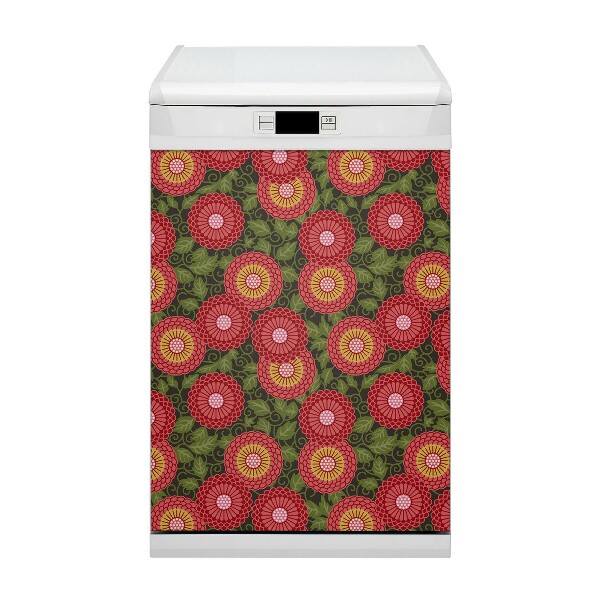 Magnetic dishwasher cover Geometric flower