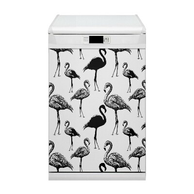 Magnetic dishwasher cover Retro flamingos