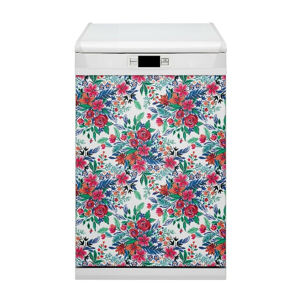 Magnetic dishwasher cover Colorful flowers