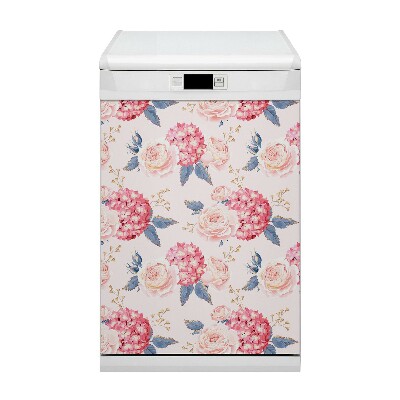 Magnetic dishwasher cover Hydrangeas