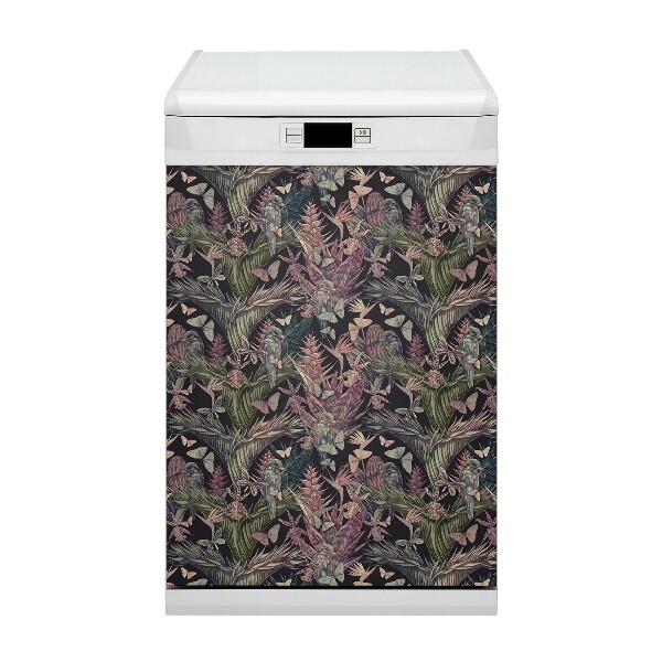 Magnetic dishwasher cover Hummingbird and butterflies