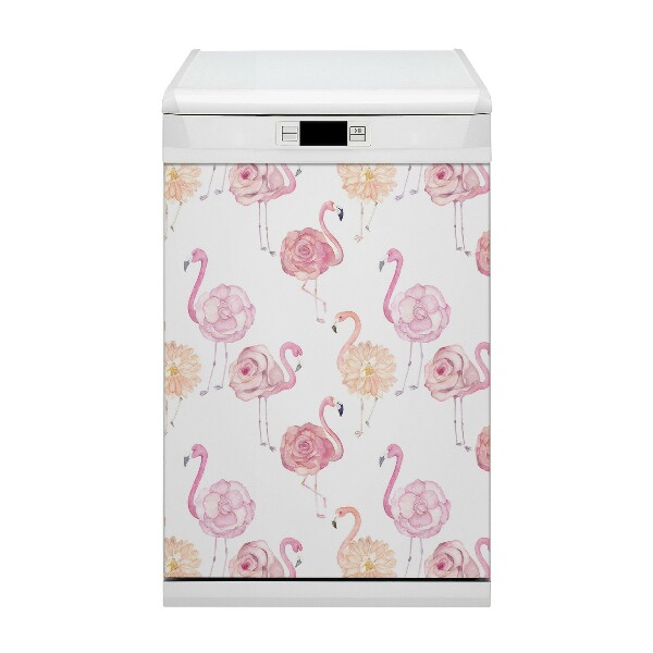 Dishwasher cover magnet Flamings Flowers