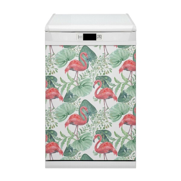 Dishwasher cover magnet Exotic flamingos