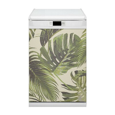 Magnetic dishwasher cover Tropical leaves