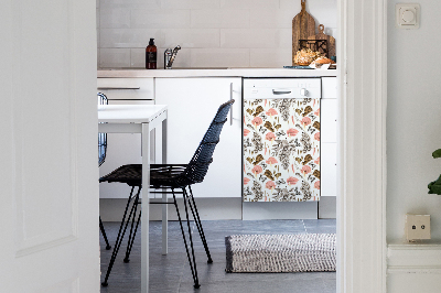 Magnetic dishwasher cover Flowers and butterflies