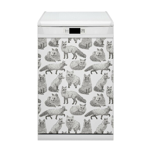 Magnetic dishwasher cover Drawn foxes