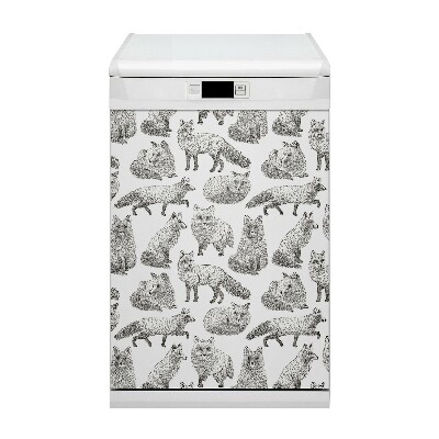 Magnetic dishwasher cover Drawn foxes