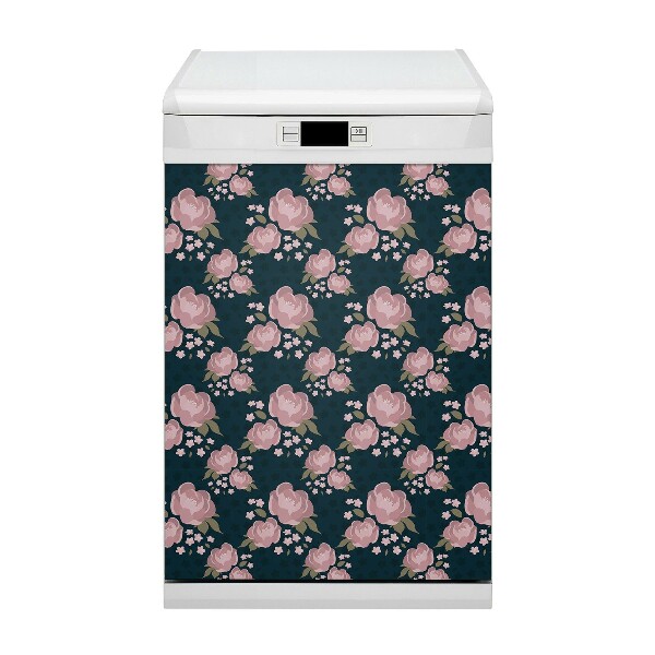 Dishwasher cover magnet Pink flowers