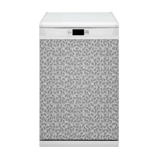 Magnetic dishwasher cover Gray leaves