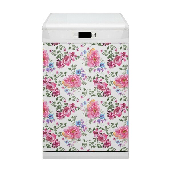 Magnetic dishwasher cover Watercolor roses