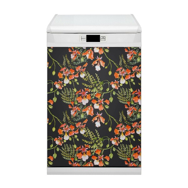 Dishwasher cover Red flowers