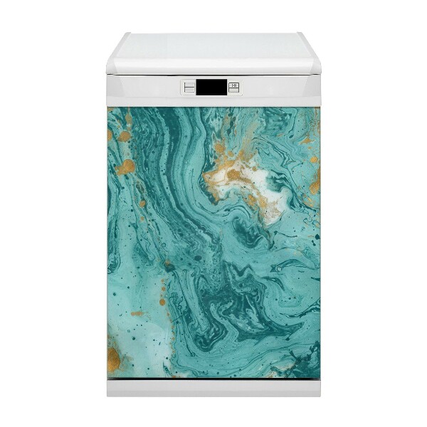 Dishwasher cover magnet Turquoise marble
